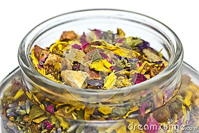 Dried Herbs and Flowers in a Jar Stock Photo