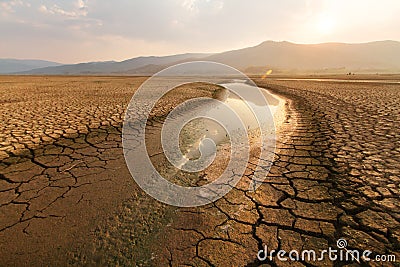 Dried lake and river metaphor climate change and drought Stock Photo