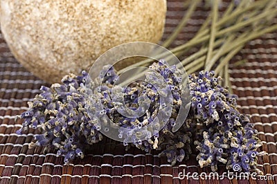 Dried lavender bunch and soap Stock Photo
