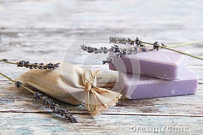 Dried lavender and lavender soap Stock Photo