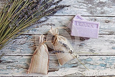 Dried lavender and lavender soap Stock Photo