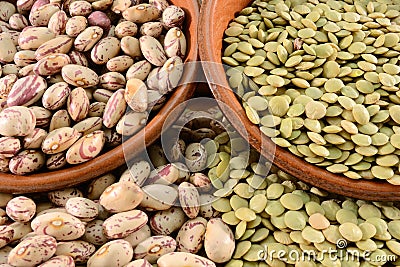 Dried lentils and beans Stock Photo