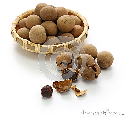 Dried longan fruits Stock Photo