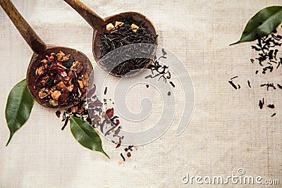 Dried loose-leaf tea Stock Photo