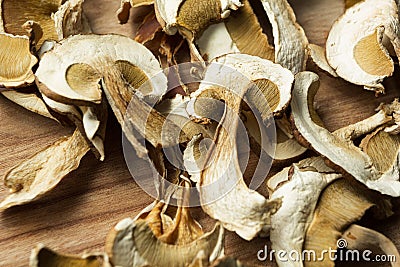 Dried mushrooms, non-traditional medicine and narcotic drugs Stock Photo