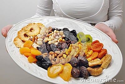Dried Nuts and Fruits Collection Stock Photo