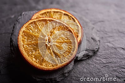 Two slices of dried citrus Stock Photo