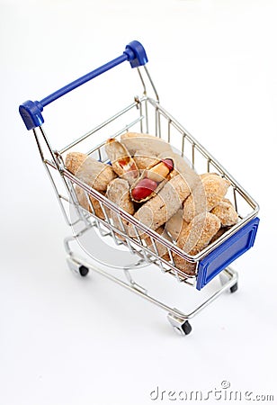 Dried peanuts in a shipping cart Stock Photo