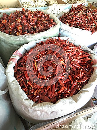 Dried peppers Stock Photo