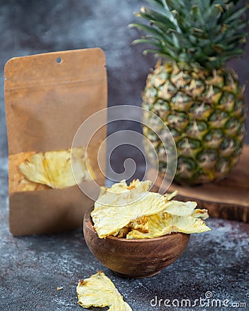 Dried pineapple organic snack close up Stock Photo