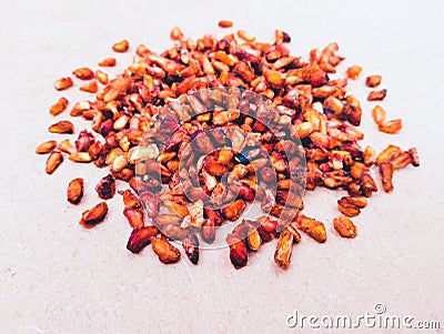 Dried pomegranate seeds dry arils wild pomegranate daru dehydrated pomegranates seed anardana view arilles sechees photo Stock Photo