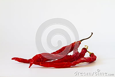 Dried red chili pepper white background Stock Photo