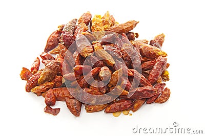 Dried red hot chily pepper on white Stock Photo