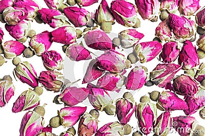 Dried rosebuds background Stock Photo