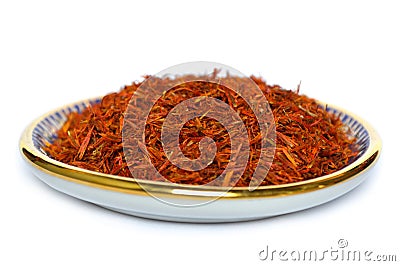 Dried safflower flower, Carthamus sp. Stock Photo