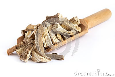 Dried and sliced marshmallow root Stock Photo