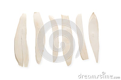 Dried slices Chinese yam or Yamaimo roots slices isolated on white background Stock Photo