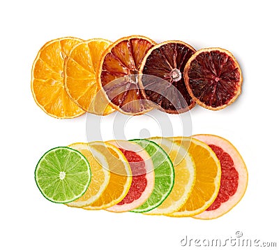 Dried Slices of Orange and Blood Orange Isolated Stock Photo