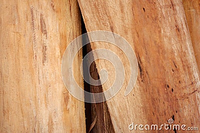 Utilize wood for the foundation of a traditional Indonesian house. beautiful dry wood detailing Stock Photo