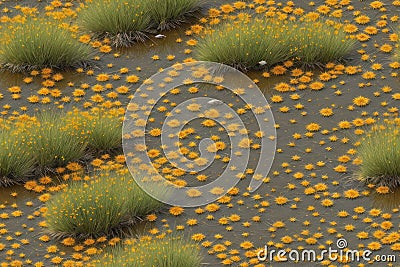dried-up brook, drought , dried grass and flower, stileable, seamless Stock Photo