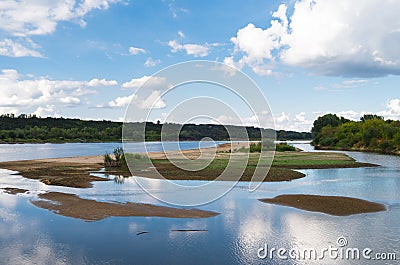 Dried up the water in the Vistula river in Kazimie Stock Photo