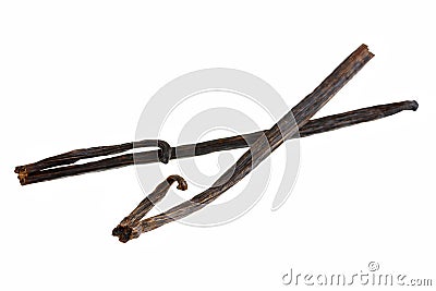 Dried Vanilla bean (Pod) isolated on white Stock Photo