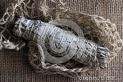 Dried White Sage Smudge Stock Photo