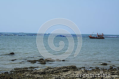 Drift fishing vessels at sea Stock Photo