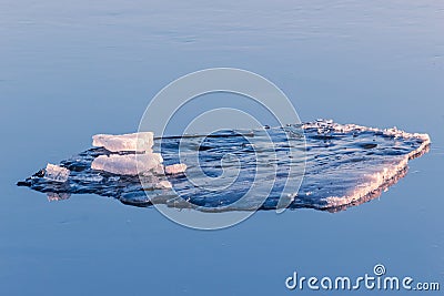Drifting floe floating on the river. Stock Photo