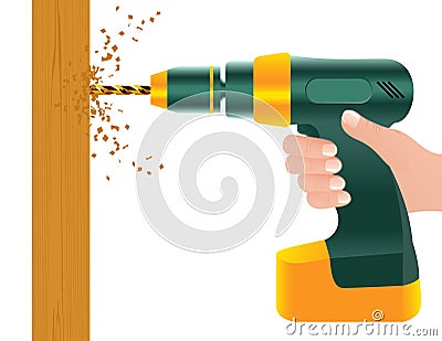 Drill Cartoon Illustration