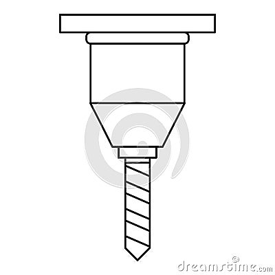 Drill bit icon, outline style Vector Illustration