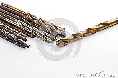 Drill Bits On White Background Stock Photo