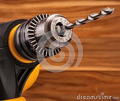 Drill with drill bit Stock Photo