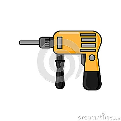 Drill flat illustration. icon for design and web. Vector Illustration