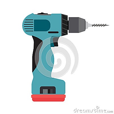 Drill icon cordless vector electric driver power tool. Construction screwdriver hand work drilling Vector Illustration
