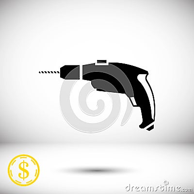 Drill icon stock vector illustration flat design Vector Illustration