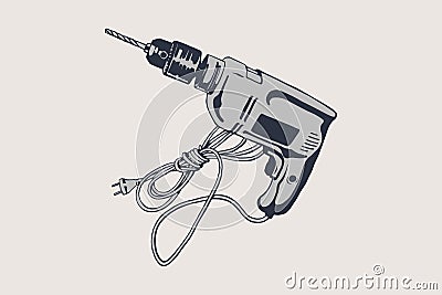 Drill vector icon. Illustration isolated for graphic design. Vector Illustration