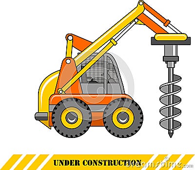 Drilling equipment. Heavy construction machines. Vector illustration Cartoon Illustration