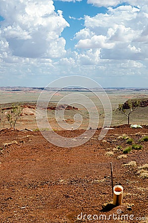 Drilling Field for Mining Exploration - Pilbara - Australia Stock Photo