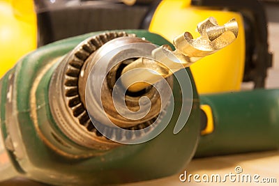 Drilling machine from a low angle, perspective. Stock Photo