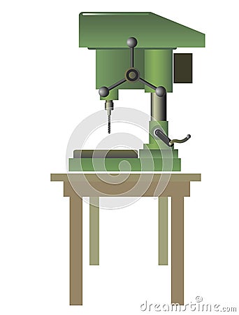 Drilling machine on the table Vector Illustration