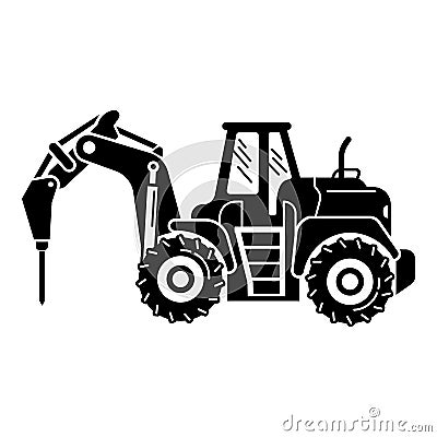 Drilling machine tractor icon, simple style Vector Illustration