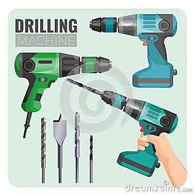 Drilling machine vector illustration of electro work tool Vector Illustration