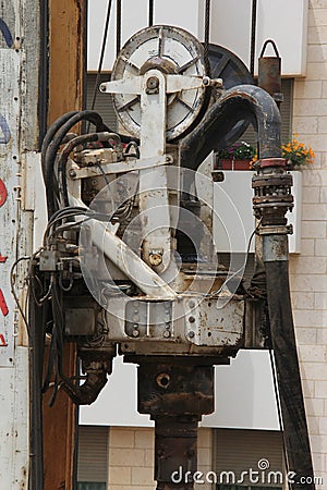 Drilling machine at work. Swivel and auger Stock Photo