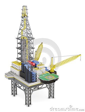 Drilling offshore platform isolated. 3d rendering Stock Photo