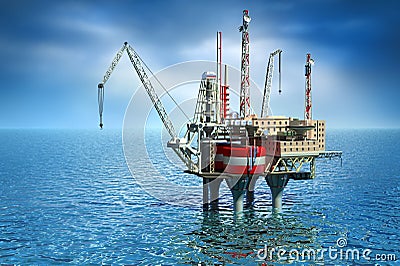 Drilling offshore Platform in sea. Stock Photo