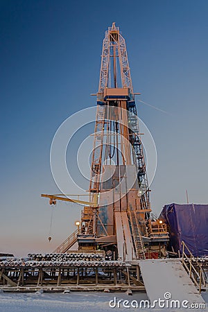 Drilling rig for drilling oil and gas wells Stock Photo