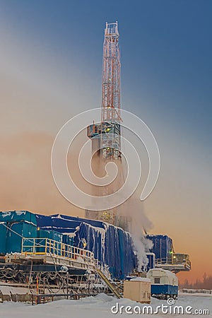 Drilling rig for drilling oil and gas wells Stock Photo