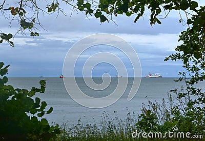 Marine petroleum platform, drilling rig oil rig at sea, a drilling rig in the sea, offshore oil wells Stock Photo