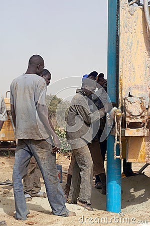Drilling of a well in Burkina Faso Faso Editorial Stock Photo